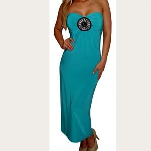 Dresses - TEAL STRAPLESS MAXI DRESS Dresses - TEAL STRAPLESS MAXI DRESS